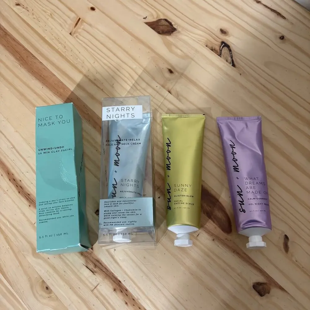 Sun + Moon Skincare Set Face & Neck Cream Scrub Gel Night Mask